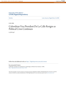 Colombian Vice President De La Calle Resigns As Political Crisis Continues LADB Staff