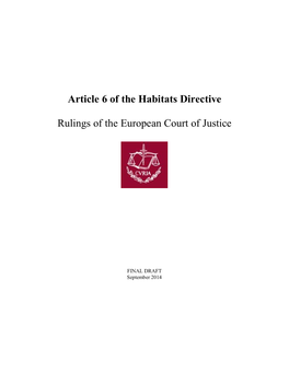 Article 6 of the Habitats Directive Rulings Of