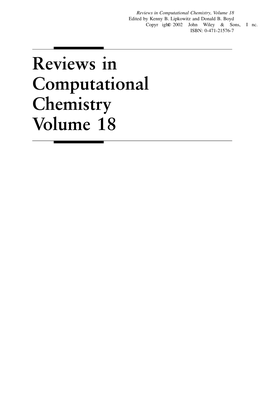 Reviews in Computational Chemistry Volume 18 Reviews in Computational Chemistry Volume 18