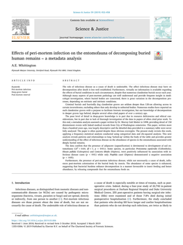 Effects of Peri-Mortem Infection on the Entomofauna of Decomposing