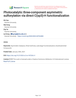 H Functionalization