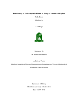 Functioning of Judiciary in Pakistan: a Study of Musharraf Regime