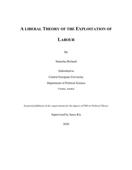 A Liberal Theory of the Exploitation of Labour