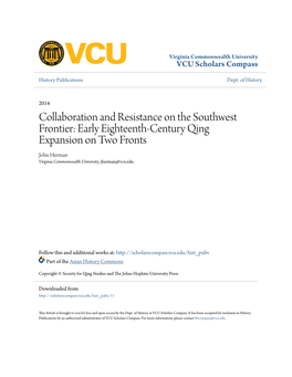 Early Eighteenth-Century Qing Expansion on Two Fronts John Herman Virginia Commonwealth University, Jherman@Vcu.Edu