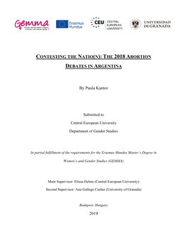 THE 2018 ABORTION DEBATES in ARGENTINA by Paula Kantor 2019