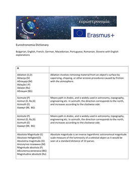 Eurostronomia Dictionary