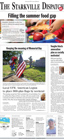 Keeping the Meaning of Memorial Day Annexation Plan As Racially Motivated a Lderman Questions Need for Multi-Million Dollar Cornerstone Park