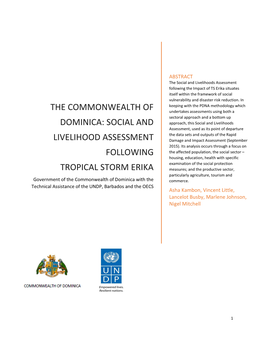 Social and Livelihood Assessment Following Tropical Storm Erika