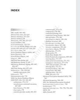 COPYRIGHTED MATERIALXML Data Sets, 370 Administrators Role, 730 Advanced Encryption Standard (AES), 758, ADO