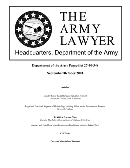 THE ARMY LAWYER Headquarters, Department of the Army