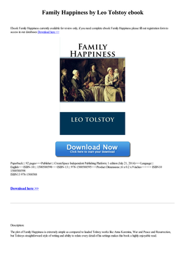 Family Happiness by Leo Tolstoy Ebook