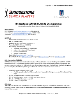 Bridgestone SENIOR PLAYERS Championship Firestone Country Club (South Course) | Akron, Ohio | June 24-27, 2021