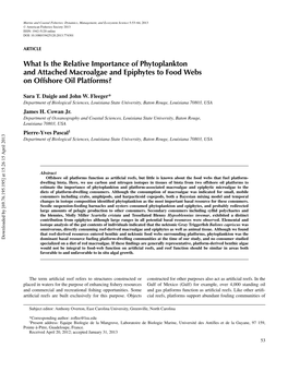 What Is the Relative Importance of Phytoplankton and Attached Macroalgae and Epiphytes to Food Webs on Offshore Oil Platforms?