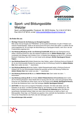 Und Bildungsstätte Wetzlar Sport- Und Bildungsstätte, Friedenstr