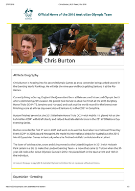 Chris Burton | AUS Team | Rio 2016