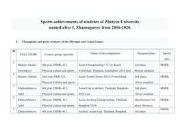 Sports Achievements of Students of Zhetysu University Named After I