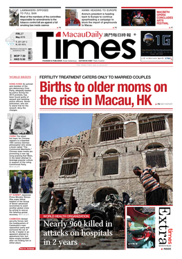 Births to Older Moms on the Rise in Macau, HK P2 MDT REPORT