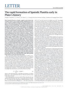 The Rapid Formation of Sputnik Planitia Early in Pluto's History