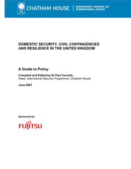 Domestic Security, Civil Contingencies and Resilience in the United Kingdom