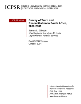Survey of Truth and Reconciliation in South Africa, 2000-2001 James L