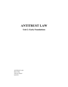 Early Foundations of Antitrust