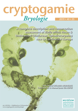 Cryptogamie Bryologie 2019 ● 40 ● 23 Directeur De La Publication : Bruno David, Président Du Muséum National D’Histoire Naturelle