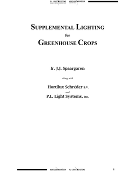 SUPPLEMENTAL LIGHTING for GREENHOUSE CROPS