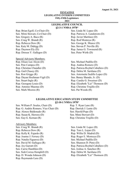 LEGISLATIVE COUNCIL §2-3-1 NMSA 1978* Rep. Brian Egolf, Co-Chair (D) Sen