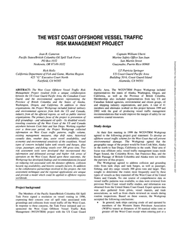 The West Coast Offshore Vessel Traffic Risk Management Project