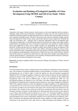 Evaluation and Ranking of Ecological Capability of Urban Development Using MCDM and GIS (Case Study: Tabriz County)