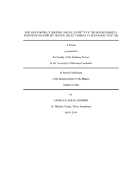The New Portrait Déguisé: Social Identity of the Bourgeoisie in Eighteenth-Century France, Select Works by Jean-Marc Nattier