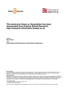 Universality and Particularity of Aristotelian Substances-Erman