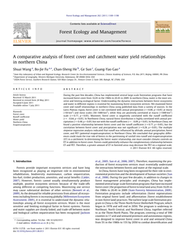 A Comparative Analysis of Forest Cover and Catchment Water Yield