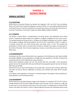Chapter -2 District Profile Shimla District