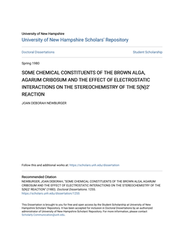 Some Chemical Constituents of the Brown Alga, Agarum Cribosum and the Effect of Electrostatic Interactions on the Stereochemistry of the S(N)2' Reaction