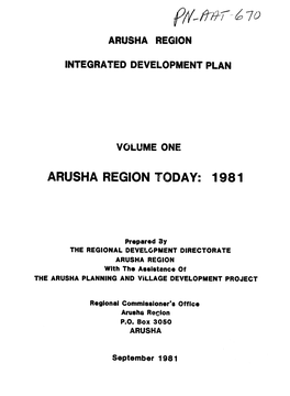 Arusha Region Today: 1981