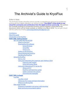 The Archivist's Guide to Kryoflux