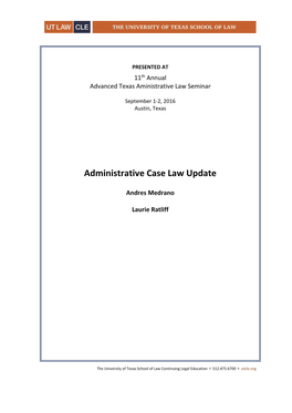 Administrative Case Law Update