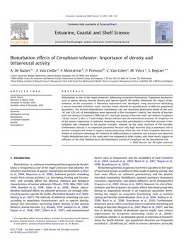 Bioturbation Effects of Corophium Volutator: Importance of Density and Behavioural Activity