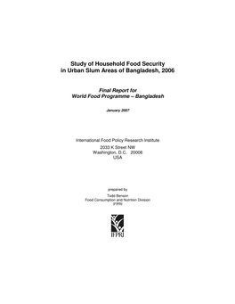 Study of Household Food Security in Urban Slum Areas of Bangladesh, 2006