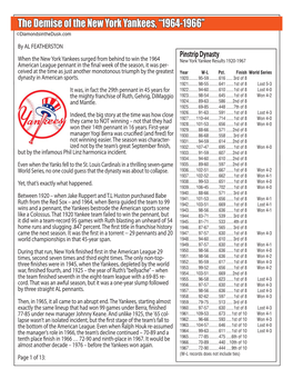 The Demise of the New York Yankees, “1964-1966” ©Diamondsinthedusk.Com