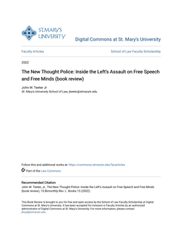 The New Thought Police: Inside the Left’S Assault on Free Speech and Free Minds (Book Review)