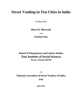 Street Vending in Ten Cities in India