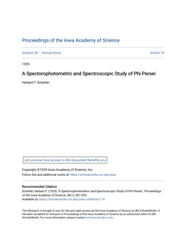 A Spectorophotometric and Spectroscopic Study of Phi Persei