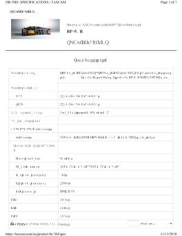 SPECIFICATIONS | TASCAM Page 1 of 7