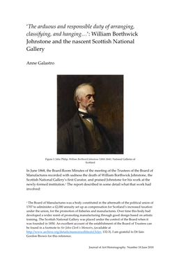 William Borthwick Johnstone and the Nascent Scottish National Gallery