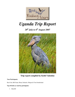 Uganda Trip Report