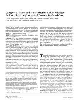 Caregiver Attitudes and Hospitalization Risk in Michigan Residents Receiving Home- and Community-Based Care Lisa R