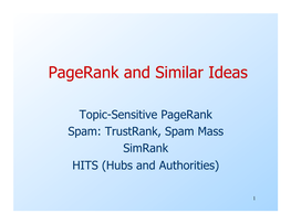 Pagerank and Similar Ideas