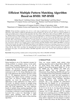 Efficient Multiple Pattern Matching Algorithm Based on BMH: MP-BMH